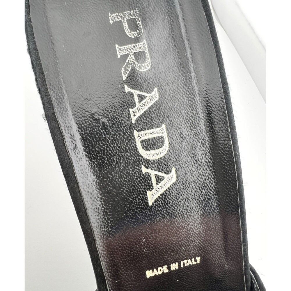 PRADA Vintage Tilted Heel Sandals Black Satin EU: 40 US: 10 Sandal Unique Find - Picture 6 of 11